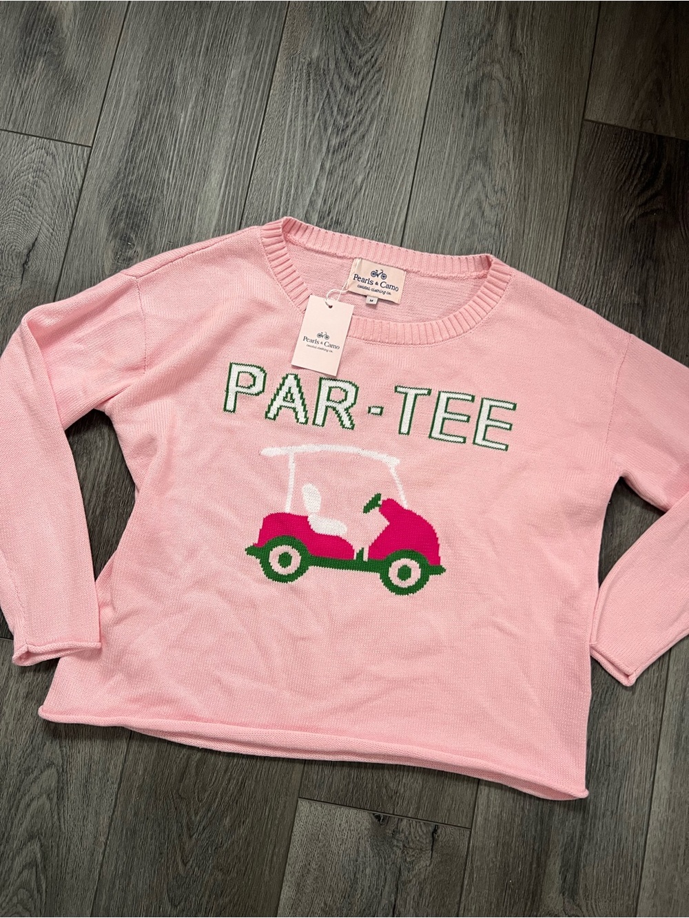 Pink PAR-TEE Golf Cart Sweater - Pink & Green